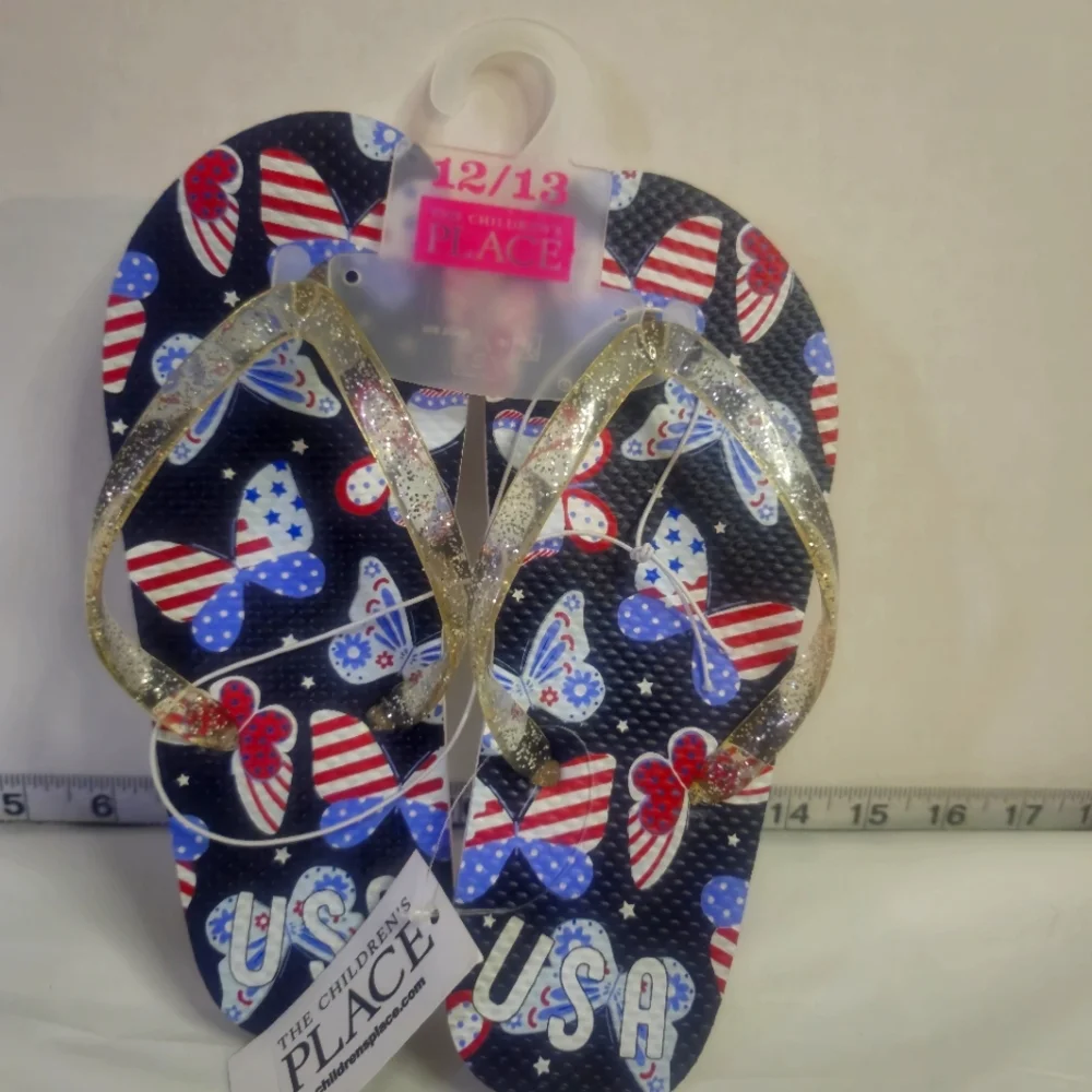 TCP BUTTERFLY GIRLS SANDALS/FLIP‎ FLOPS USA RED,WHITE AND BLUE VARIOUS SIZES